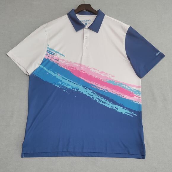 Chubbies Golf Performance Polo Shirt Mens Large Short Sleeve Abstract Colorful - Picture 2 of 11
